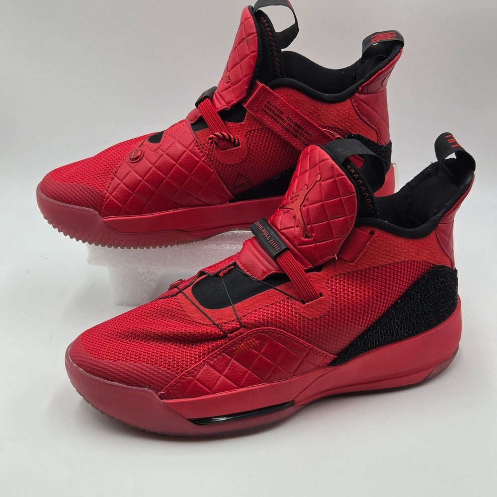 Jordan 33 Shoes Mens 6Y Womens 7.5 University Red Black Basketball AQ9244-600